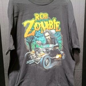 Rob Zombie Music Band Hot Rod Hell Bound Black Graphic Tee
